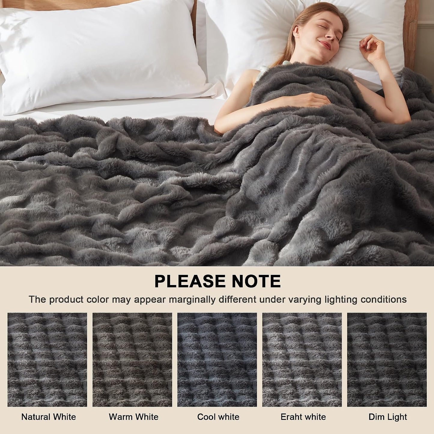 Heated Throw Blanket - Fast Heating 3D Jacquard Electric Heated Blanket, Cozy Heating Blanket with 6 Heating Settings & 4 Hours Auto-Off, Machine Washable, 50"x60", London Grey