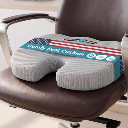 Xtreme Comforts Seat Cushion, Tailbone Relaxer - Coccyx Cushion for Tailbone Pain Desk, Wheelchair & Car Use - Back Support Pillow for Chair