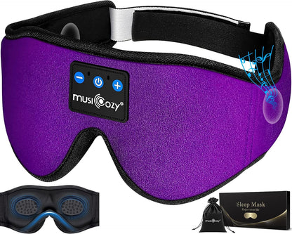 MUSICOZY Sleep Headphones, Bluetooth 5.4 Sleep Mask Headband Headphones Sleeping Eye Mask, Wireless Music Earbuds Earphones with HD Stereo Speakers for Side Sleepers, Cool Gadgets Unique Gift