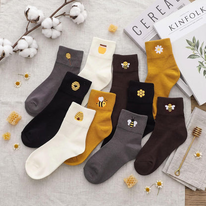 Eurzom 10 Pairs Socks Womens Crew Elastic Ankle Length Cotton Socks Aesthetic Cute Lightweight Low Cut Gifts for Women - Colors A