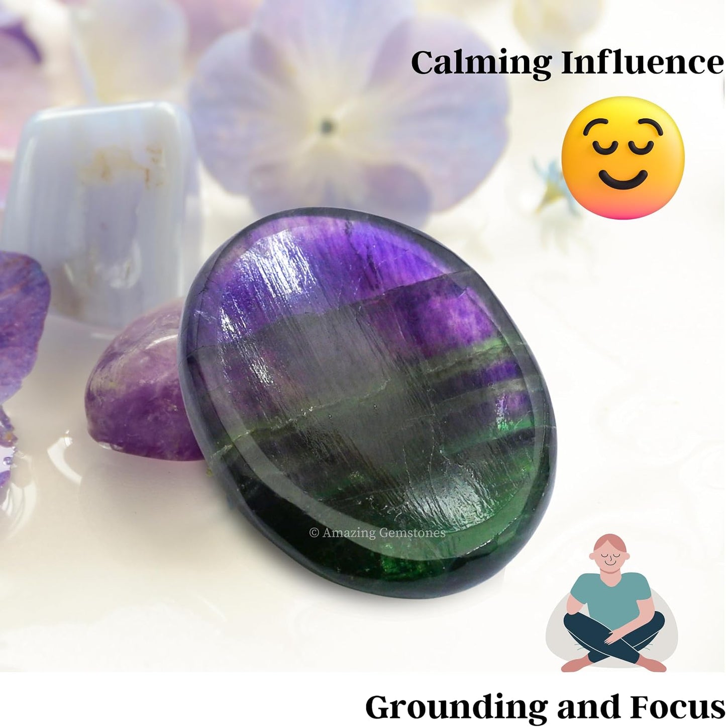Amazing Gemstone Labradorite Thumb Worry Stone, Anxiety Stone, Healing Crystals - Piedra Crystal Fidget for Gift, Meditation, Calming, Relaxation, Stress Relief - Colors B