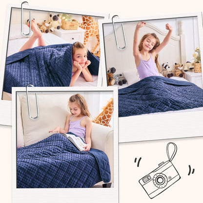 yescool Weighted Lap Pad 2 lb Blue Small Lap Blanket, Weighted Lap Blanket Cooling Heating Weighted Throw Blankets, Minky Blankets Gifts for Travel Outdoor Indoor, 20 * 30in