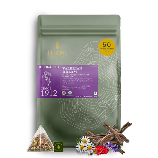 Luxmi Estates - Valerian Dream - Organic Valerian Root Tea for Sleep (50 Tea Bags, Valerian Root)