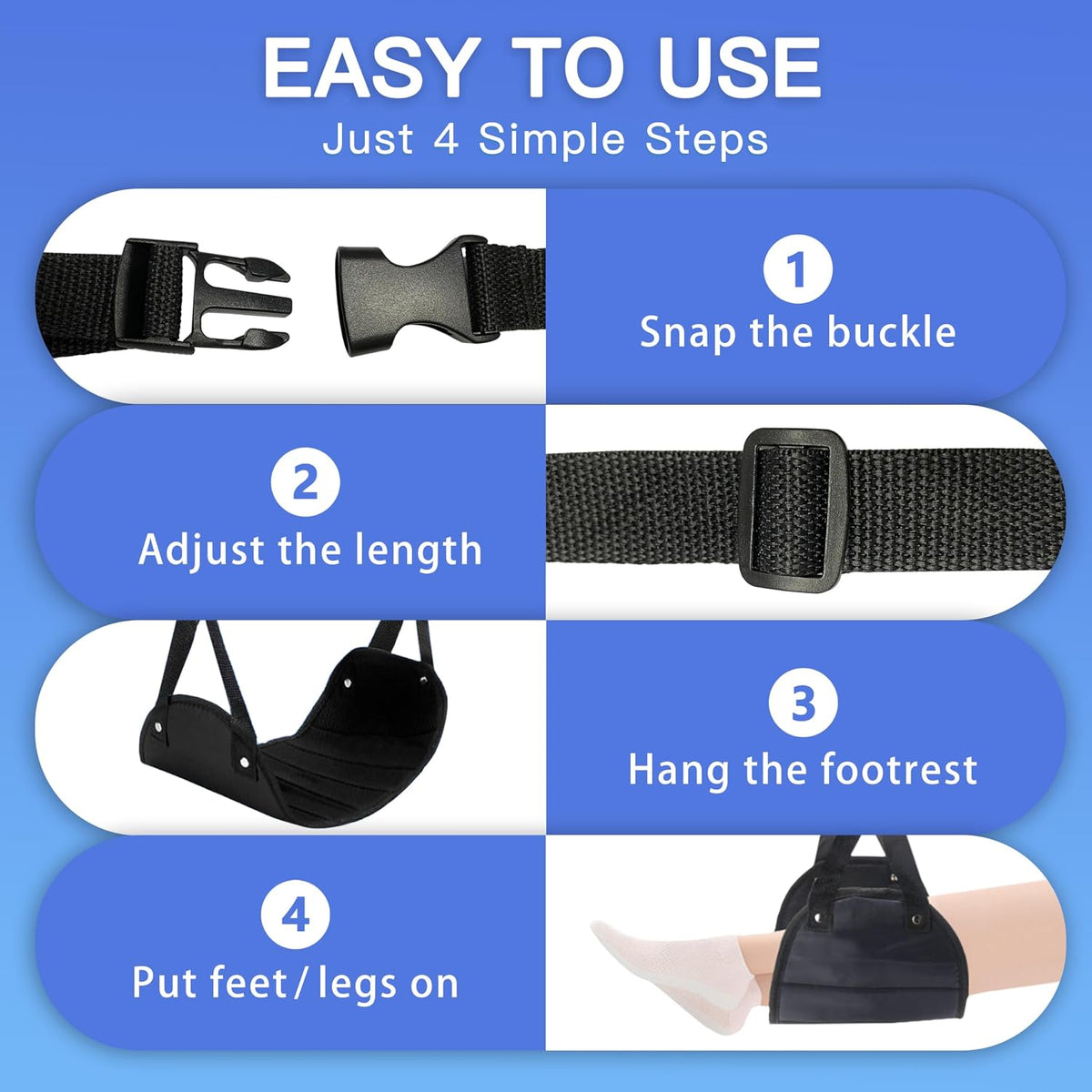 2-Pack Airplane Travel Footrest Hammock - Perfect Airplane Foot Hammock to Relax Your Feet - Travel Essentials Comfy Foot Hanger Plane Footrest for Long Trip