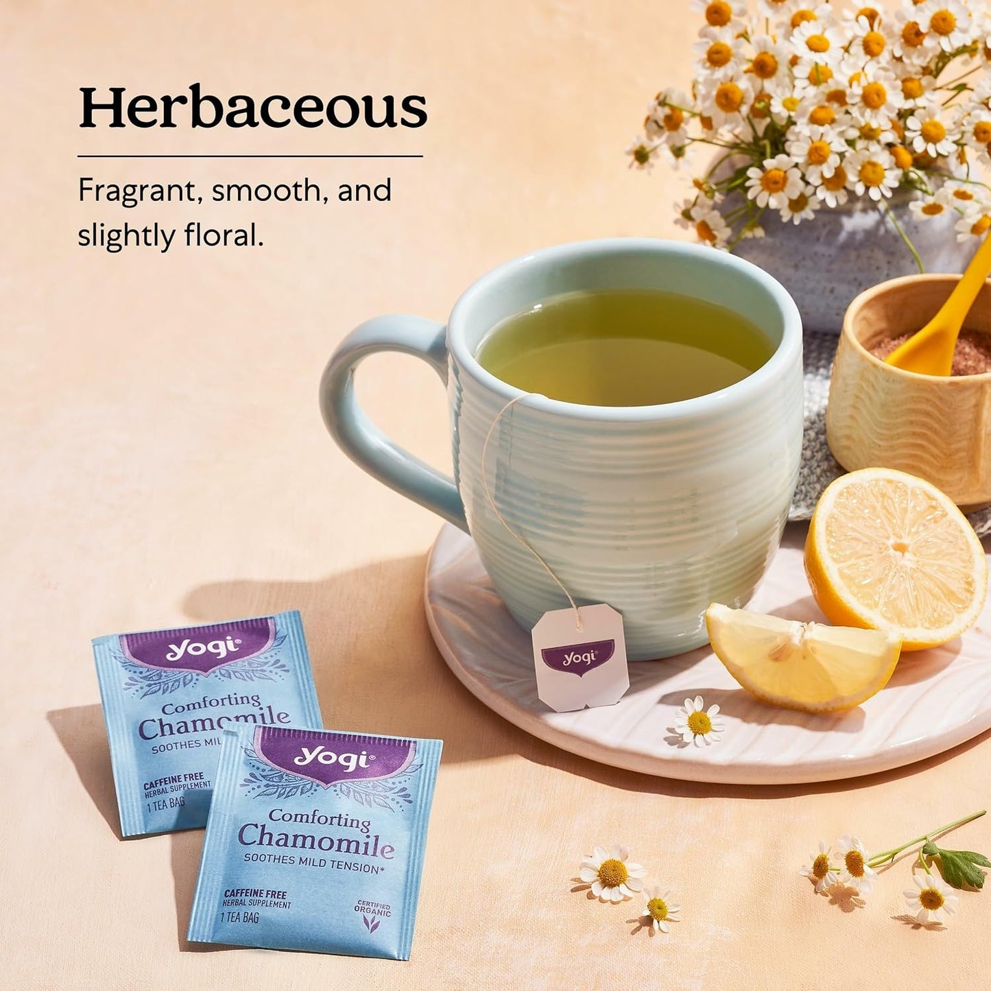 Yogi Tea Comforting Chamomile Tea - 16 Tea Bags per Pack (6 Packs) - Organic Chamomile Tea Bags - Supports a Good Night's Sleep & Occasional Stomach Discomfort - Made from Organic Chamomile Flower