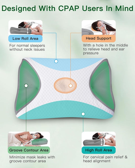 CPAP Pillow for Side Sleeping, Cervical Neck Pillow for All Mask