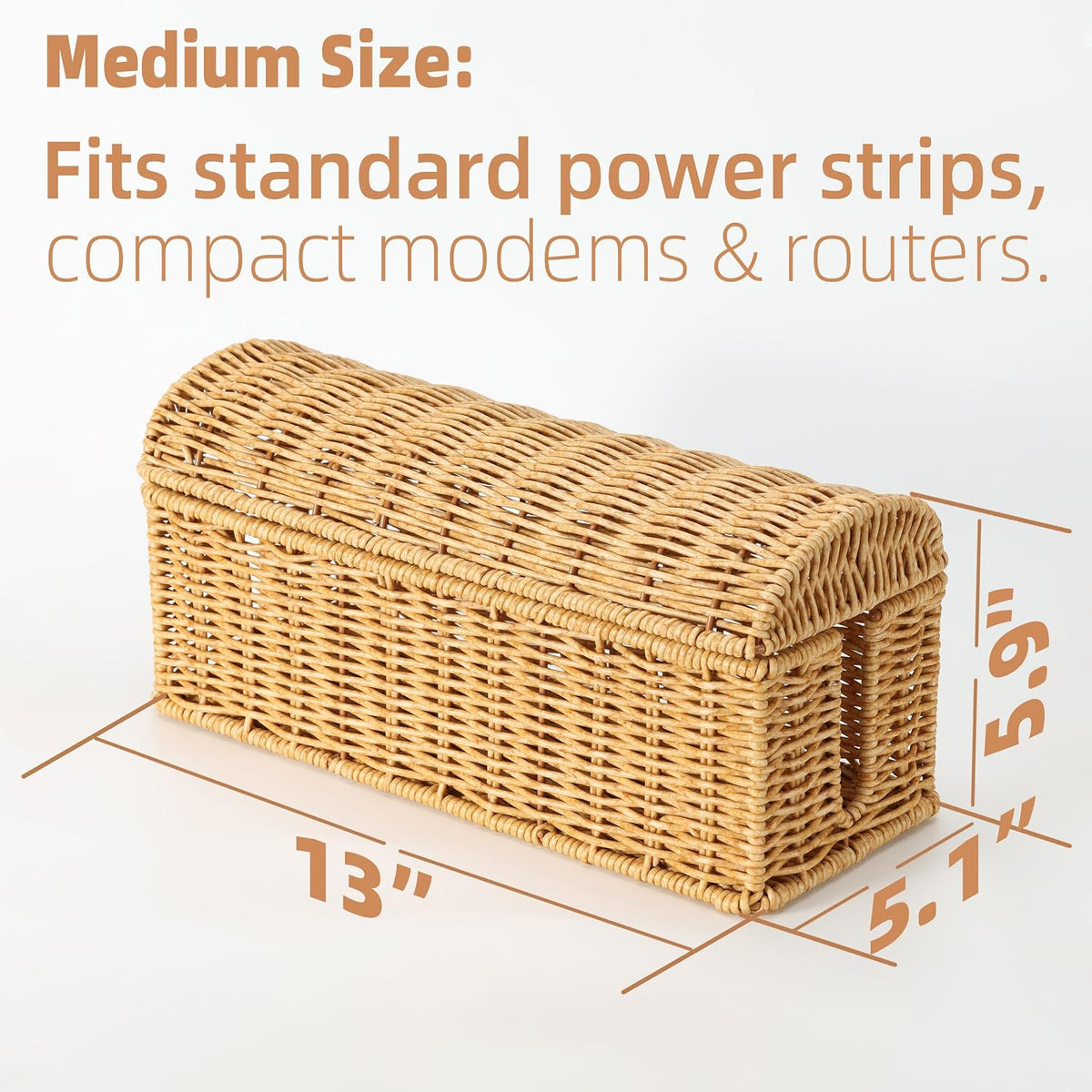 PP Rattan Cable Management Box to Hide Cords and Power Strip