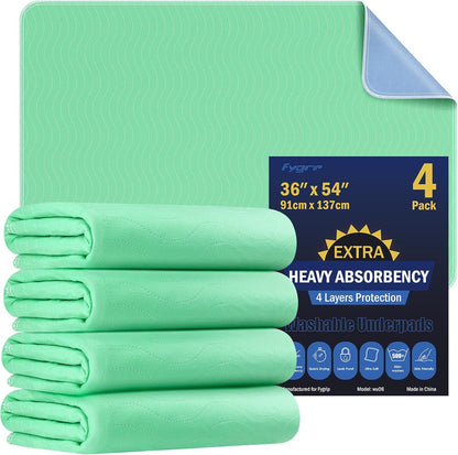 2 Pack 36” x 54” Extra Heavy Absorbency Washable Underpads, Waterproof Nursing Pads Incontinence Bed Pads, Reusable Washable Pee Pads for Dogs, Diaper Changing & Adults, Mattress Protector