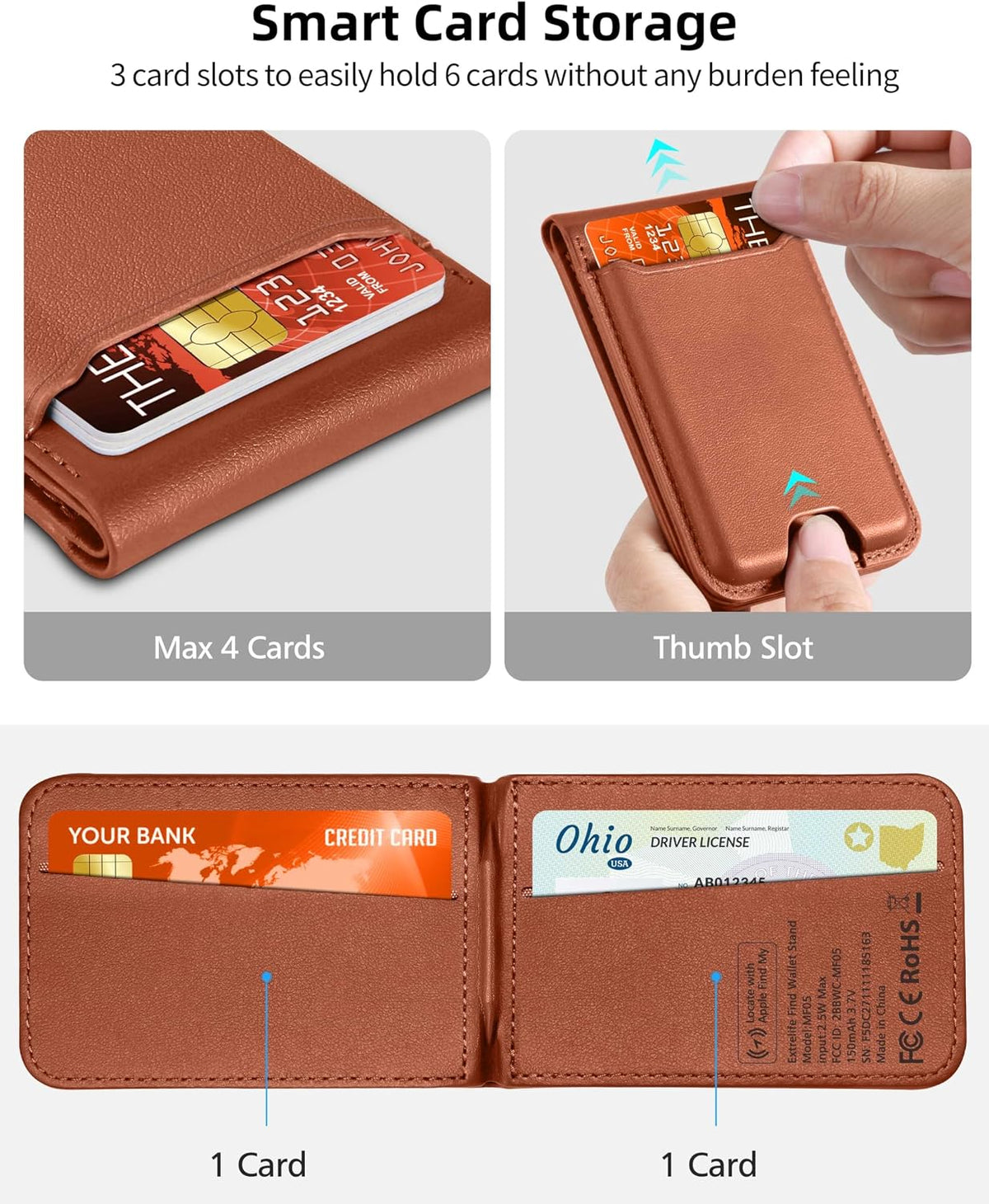 ExtreLife for Magsafe Wallet, Works with Apple Find My, 6 Cards Holder