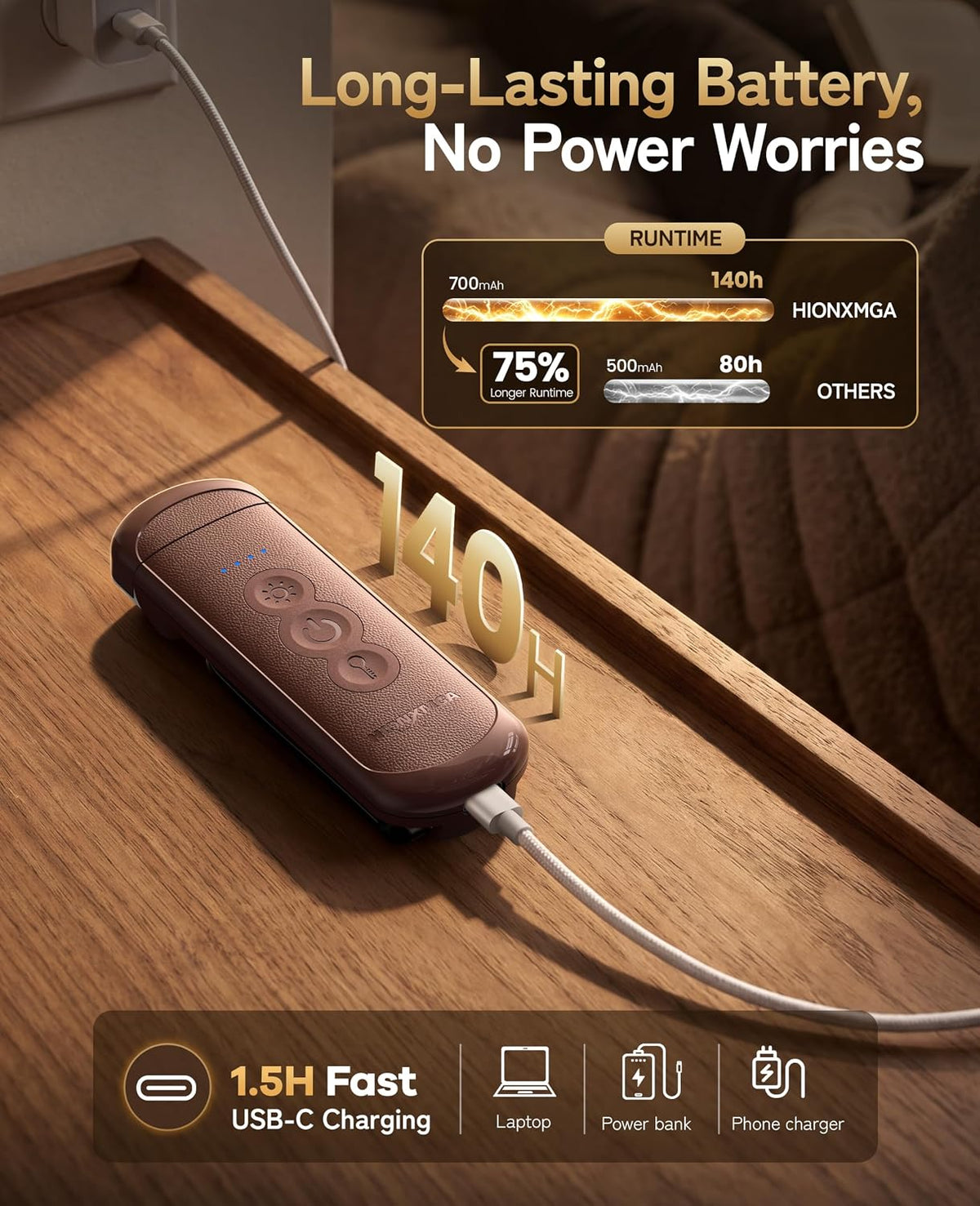 HIONXMGA Rechargeable Book Light,Clip-On Reading Light for Books in Bed