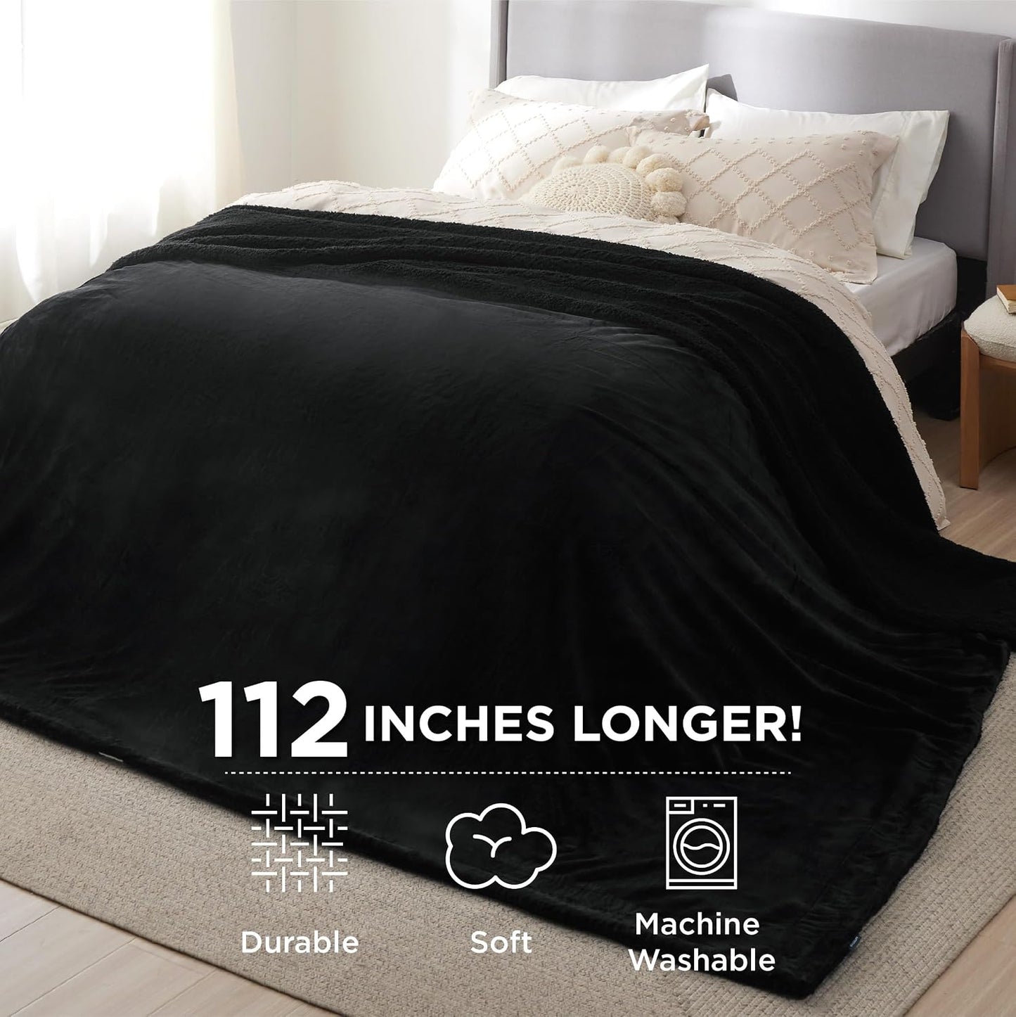 Bedsure GentleSoft Sherpa Fleece Throw Blanket for Couch, Non-Heated, Thick & Warm Cozy Blanket for Winter, Soft Fuzzy Plush Throw Gifts for Women and Men, Grey, 50x60 Inches
