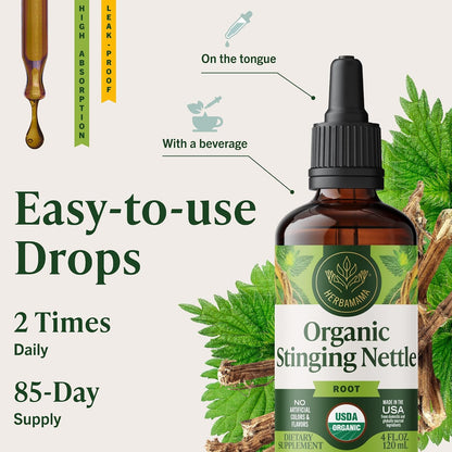 HERBAMAMA USDA Organic Stinging Nettle Root - Urinary Tract Support - 4 oz