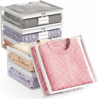 Lifewit Clear Zippered Storage Bags, Plastic Sweater Storage Bags Clothing Organizer for Blankets Linen Sweater Bed Sheet Quilt Clothes (15.7 x 13.8 x 3.9 Inch)