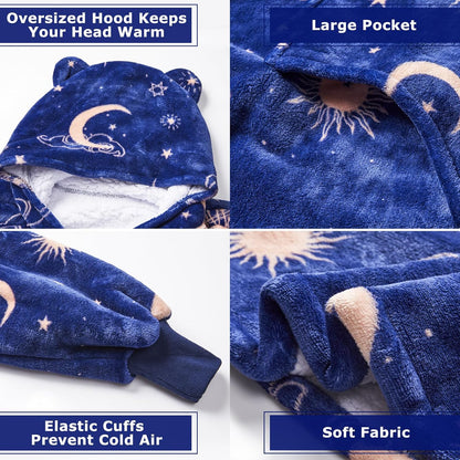 THREE POODLE Wearable Blanket Hoodie for Women, Oversized Sherpa Sweatshirt Blanket for Adults Men, Cozy Hooded Blankets, Gifts for Teen Girls Women Mom Sister