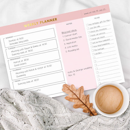 Sweetzer & Orange Weekly To Do List Pad. Gold Foil Weekly Organizer Notepad with Daily Agenda Squares. 7x10” Day Scheduler 2026 - Student Agenda, Work Log, and Checklist Note Pad.