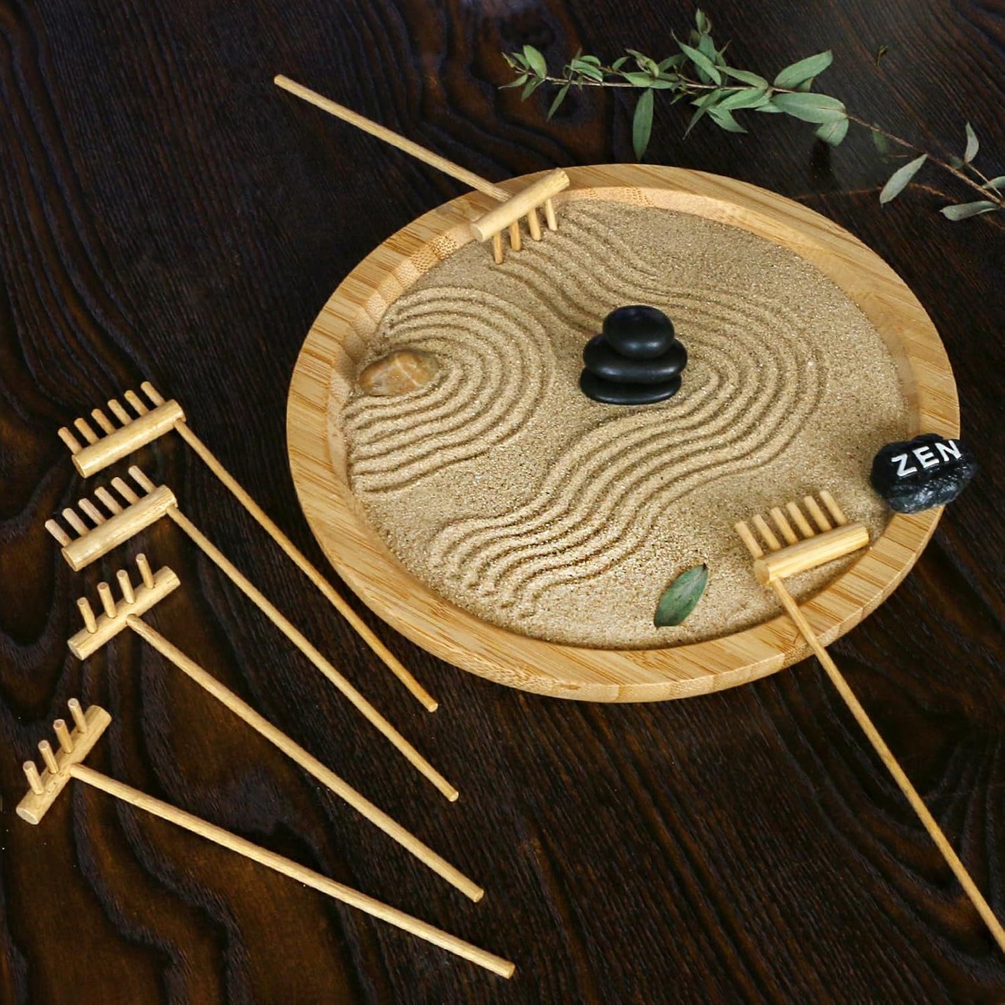 Mini Zen Garden Rake Tool - Japanese Tabletop Rock Sand Garden Tools Accessories Desktop Meditation Zen Decor Zen Gifts Office Relaxation Adult Toy Man Women Unique Stress Relief Birthday Gifts