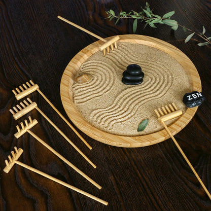 Mini Zen Garden Rake Tool - Japanese Tabletop Rock Sand Garden Tools Accessories Desktop Meditation Zen Decor Zen Gifts Office Relaxation Adult Toy Man Women Unique Stress Relief Birthday Gifts
