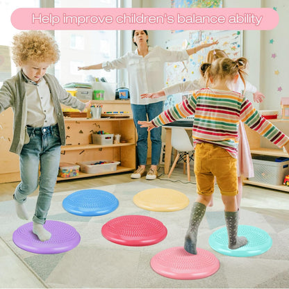 Amylove 6 Pcs Wiggle Seat Inflated Wobble Cushion for Sensory Kid 13 Inch Balance Disc Kids Flexible Seating Exercise Sensory Pad Chair Cushion for Classroom Office School (Bright)