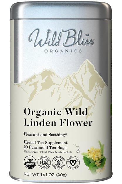 Wild Bliss Linden Tea Organic, Stress Relief, 20 Tea Bags