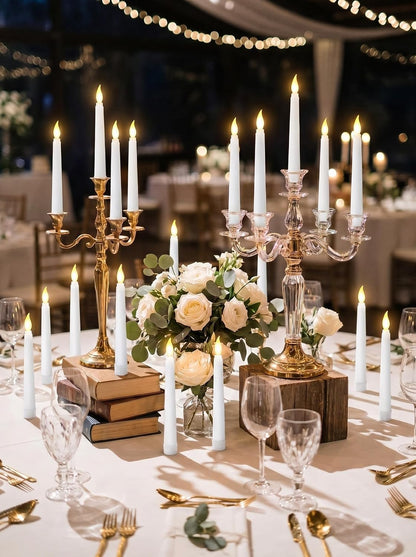 Treela 24 Pcs Flameless Taper Candles Battery Operated Bulk Fake Candles Light LED Candle Sticks Flickering Tapered for Easter Wedding Anniversary Decoration(Basic,11 Inch,Ivory)