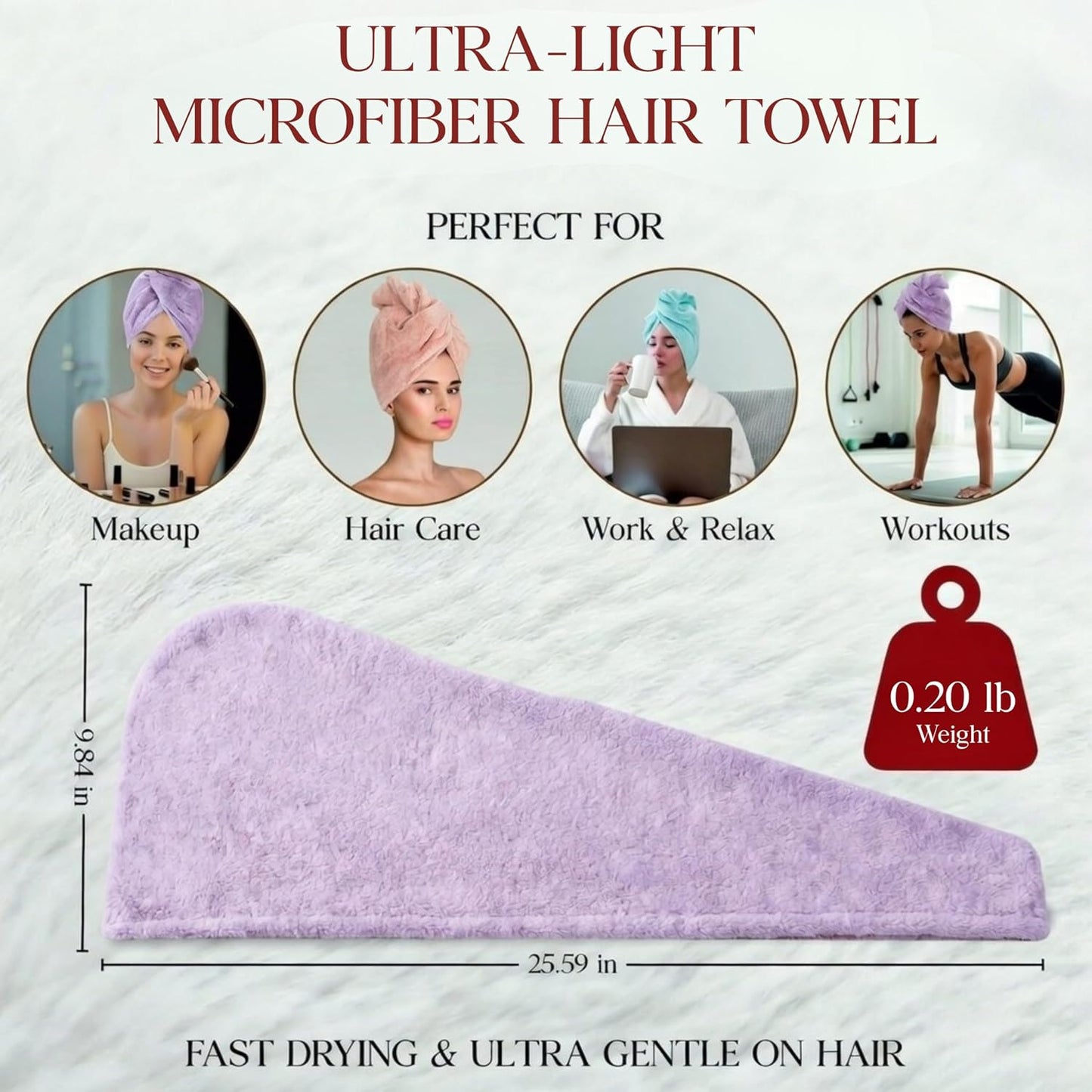 3 Pack Microfiber Hair Towel Wrap for Women 26 x 10 in | Hair Drying Towel with Button |Hair Turban Towel Quick Dry Coral Fleece Head Towels (Pink + Blue + Grey)