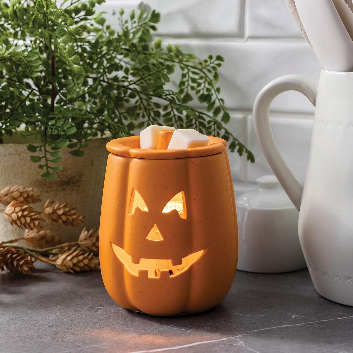 Candle Warmers ETC. Illumination Fragrance Warmer- Light-Up Warmer for Warming Scented Candle Wax Melts and Tarts or to Freshen Room, White Harmony