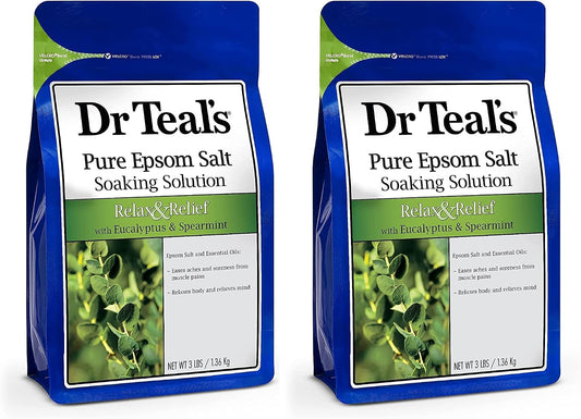 Dr Teal's Epsom Salt Magnesium Soak, Relax & Relief with Eucalyptus & Spearmint Essential Oils, 3 lbs