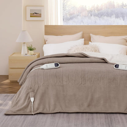 Bedsure Heated Blanket Throw Blanket with Preheat Function - Fast Heating Electric Blanket, Soft Flannel Throw with 6 Time Settings(Up to 10H), 6 Heating Settings, Gifts for Grandma (50"x60", Cream)