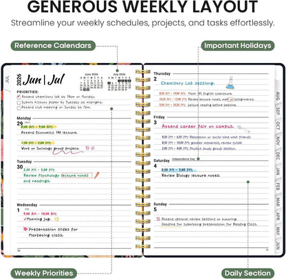 Taja Planner 2026-2027, Jul 2026-Jun 2027 Monthly & Weekly Calendar Book - Colors B
