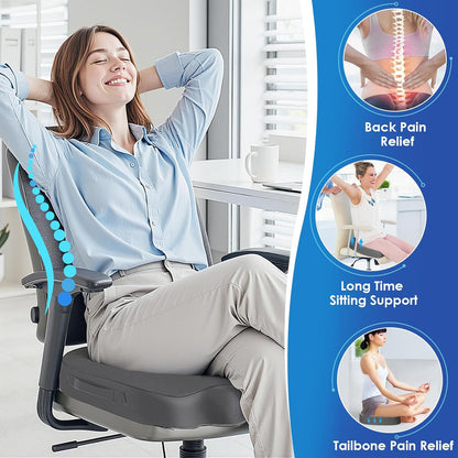 TushGuard Seat Cushion for Office Chair Memory Foam Non-Slip Desk Seat Cushion Back, Coccyx, Sciatica, Tailbone Pain Relief Butt Pillow for Office Chair, Car, Wheelchair, Black