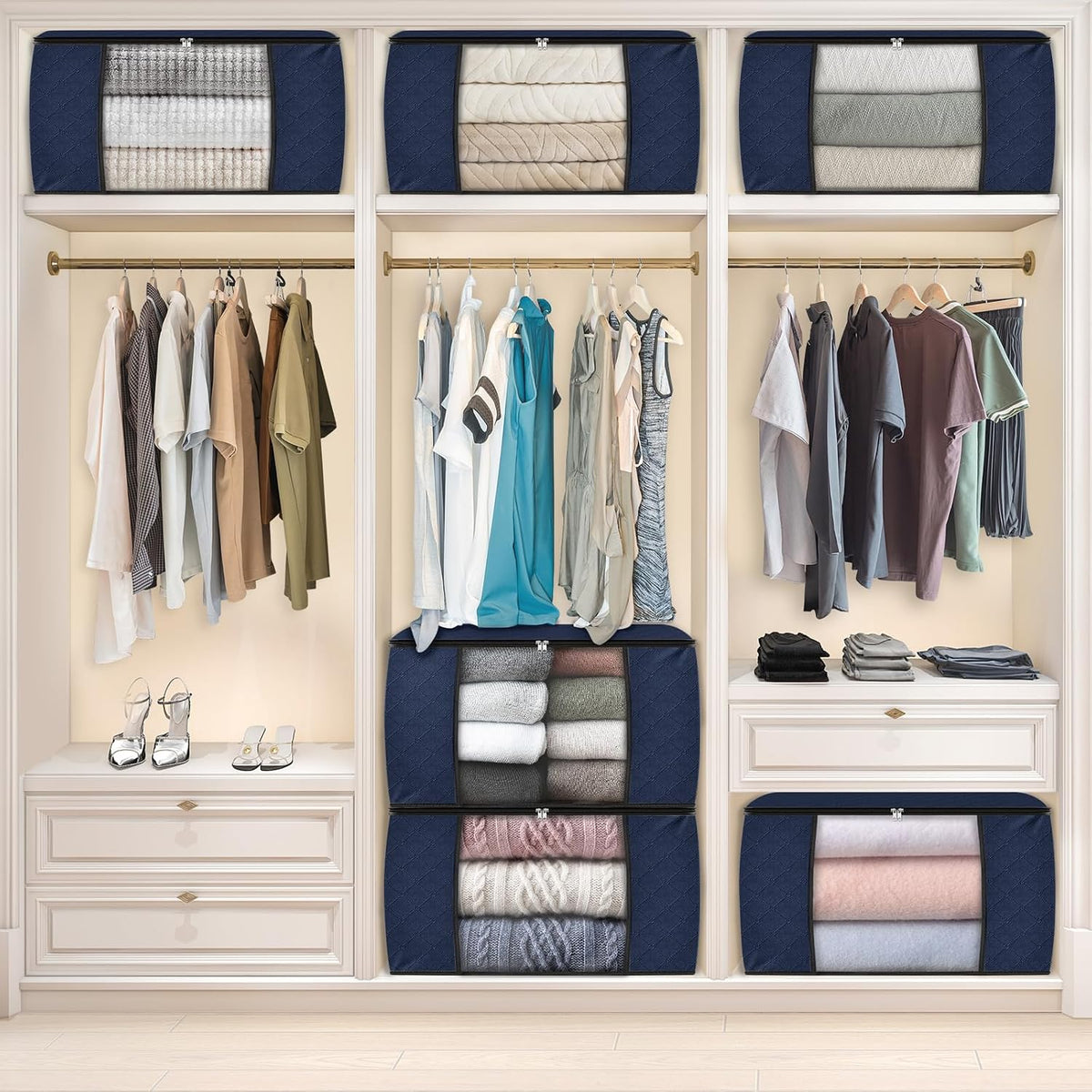 Fab totes Storage Bags for Clothes Blanket Storage Bins with Lids