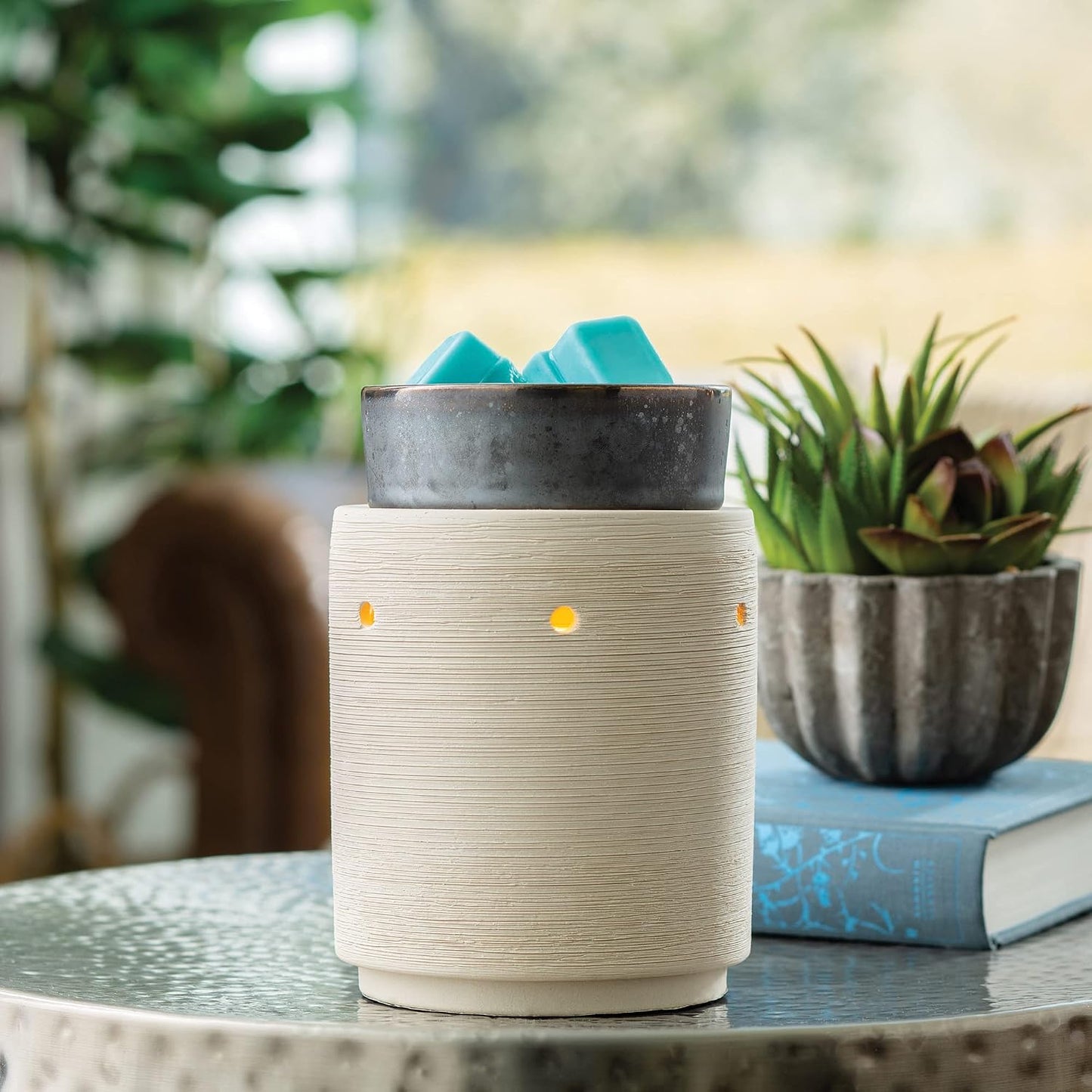 Candle Warmers ETC. Illumination Fragrance Warmer- Light-Up Warmer for Warming Scented Candle Wax Melts and Tarts or to Freshen Room, White Harmony