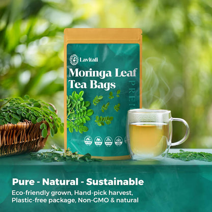 Lavitali, Moringa Leaves Tea | 120 tea bags, 100% Pure Herbal Tea | Caffeine-Free, Eco-Friendly Filter Bags | Daily Natural Botanical, Hot or Iced Herbal Infusion