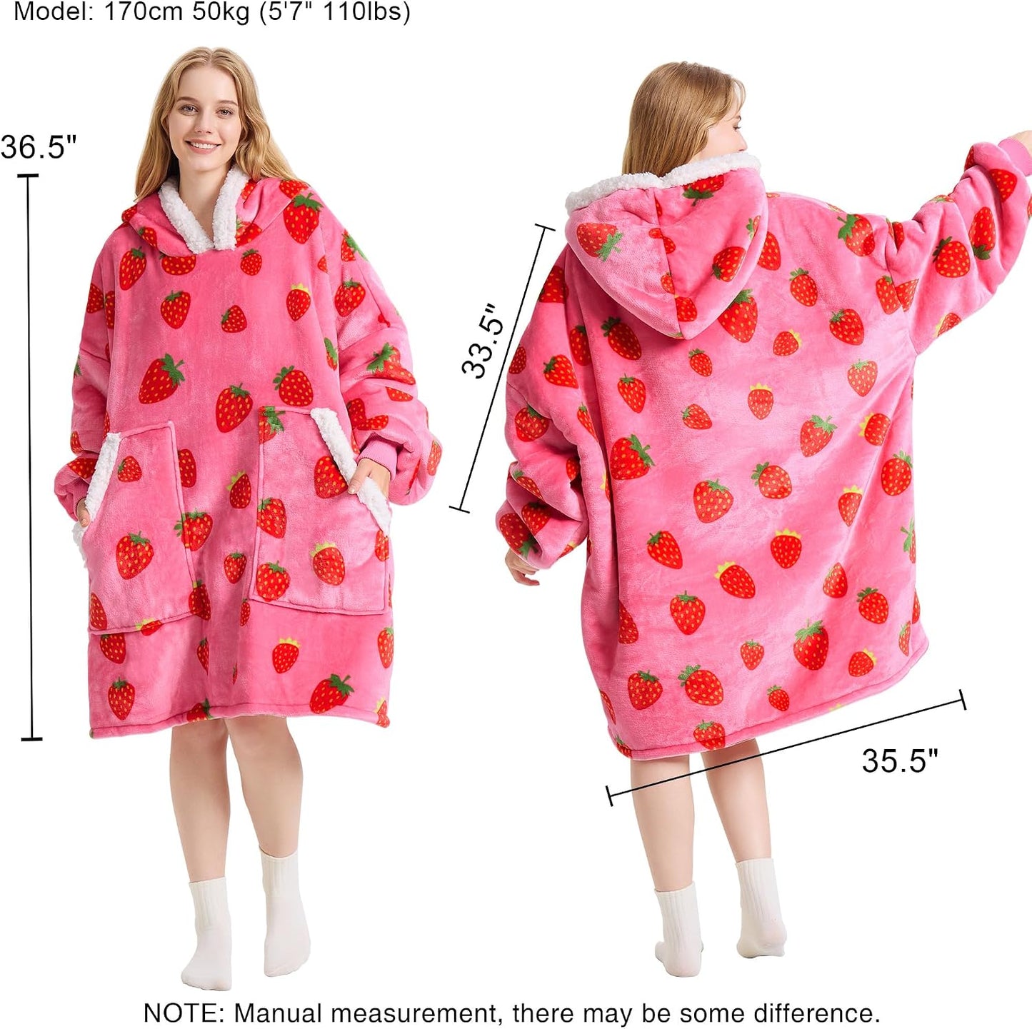 Kipswiza Wearable Blanket Hoodie Gifts for Women and Men, Oversized Cozy Warm Flannel Sherpa Hooded Blankets Sweatshirt with Giant Pockets for Adult and Teens, Dark Gray