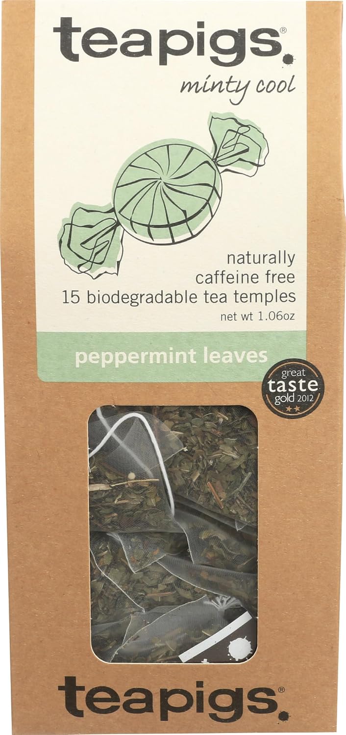 Teapigs Peppermint Leaves Tea Bags Made With Whole Tea Leaves, Natural Ingredients, Non-GMO, Caffeine-Free – 50 Count (1 Pack of 50 Teabags)