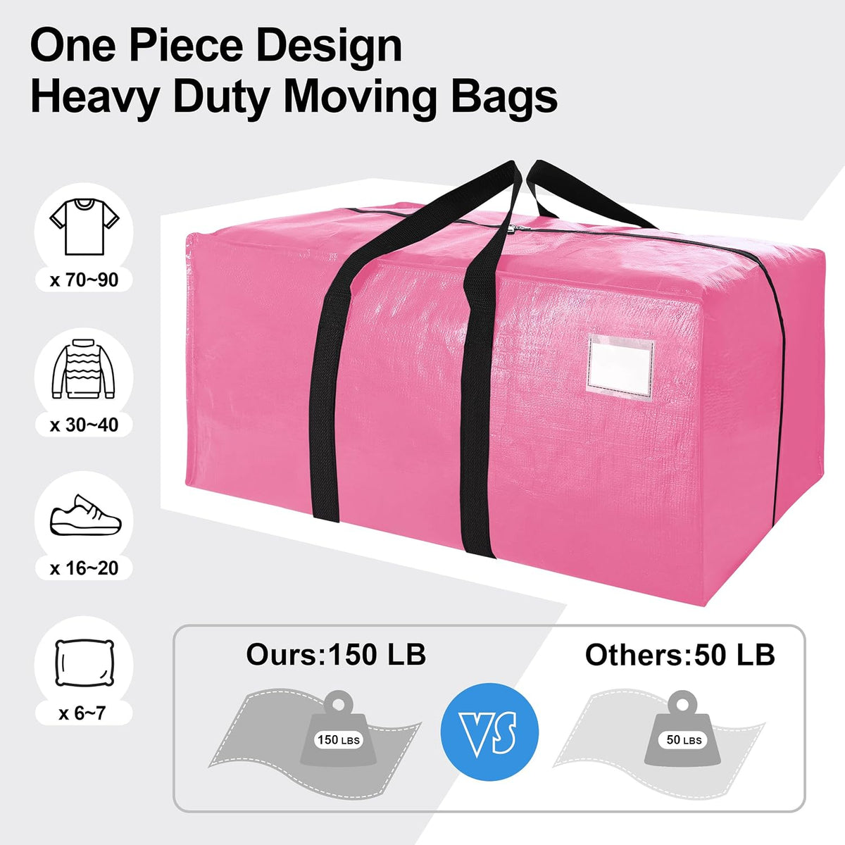 VELVETSURE Heavy Duty Extra Large Moving Bags W/Backpack Straps - Strong Handles & Zippers, Storage Totes For Space Saving, Fold Flat, Alternative to Box and Bin (Set of 6, Multicolor)