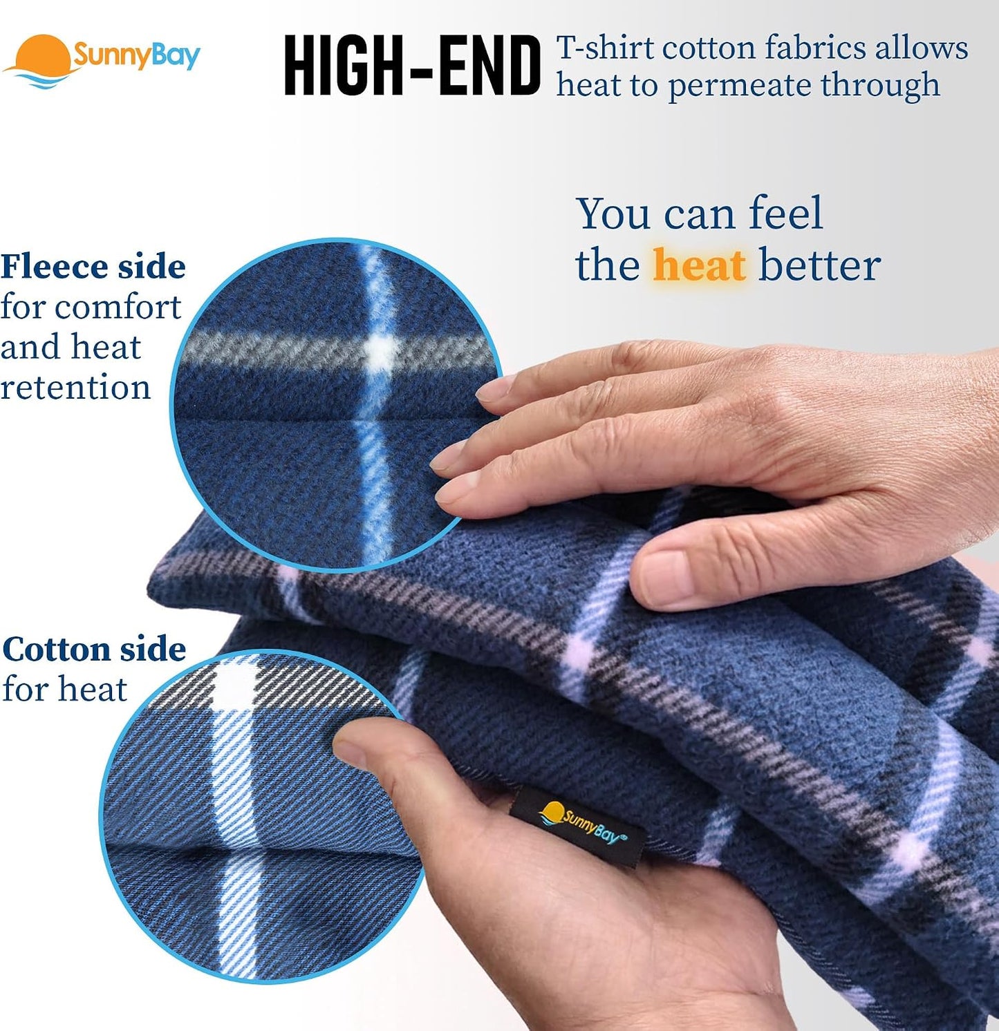 SunnyBay Microwavable Heating Pad for Neck and Shoulder, Heated Neck Wrap, Microwave Heat Pad, Weighted Beanbag Moist Hot or Cold Compress, 2.2 lbs, 26x4 Inches, Navy Blue