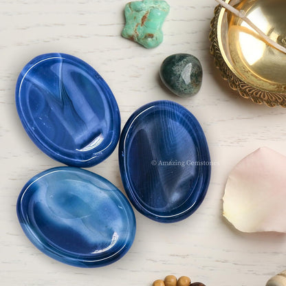 Amazing Gemstone Labradorite Thumb Worry Stone, Anxiety Stone, Healing Crystals - Piedra Crystal Fidget for Gift, Meditation, Calming, Relaxation, Stress Relief - Colors B