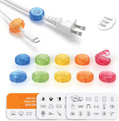 DOTZ Cord Identifiers, Reusable Cable Labels for Cords & Chargers, 5 Count