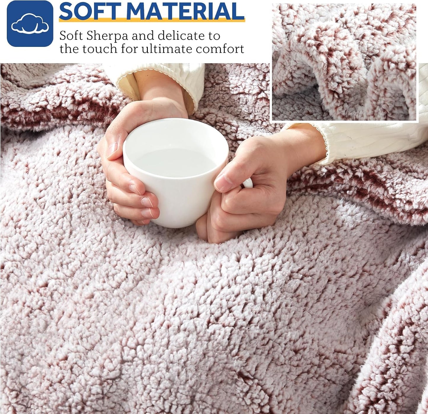 Sealy Electric Blanket Heated Throw 50"x60" Soft Double Sherpa Super Cozy with 6 Fast Heating Levels & 2-10 Hours Auto-Off, Over-Heat Protection, Machine Washable, Charcoal