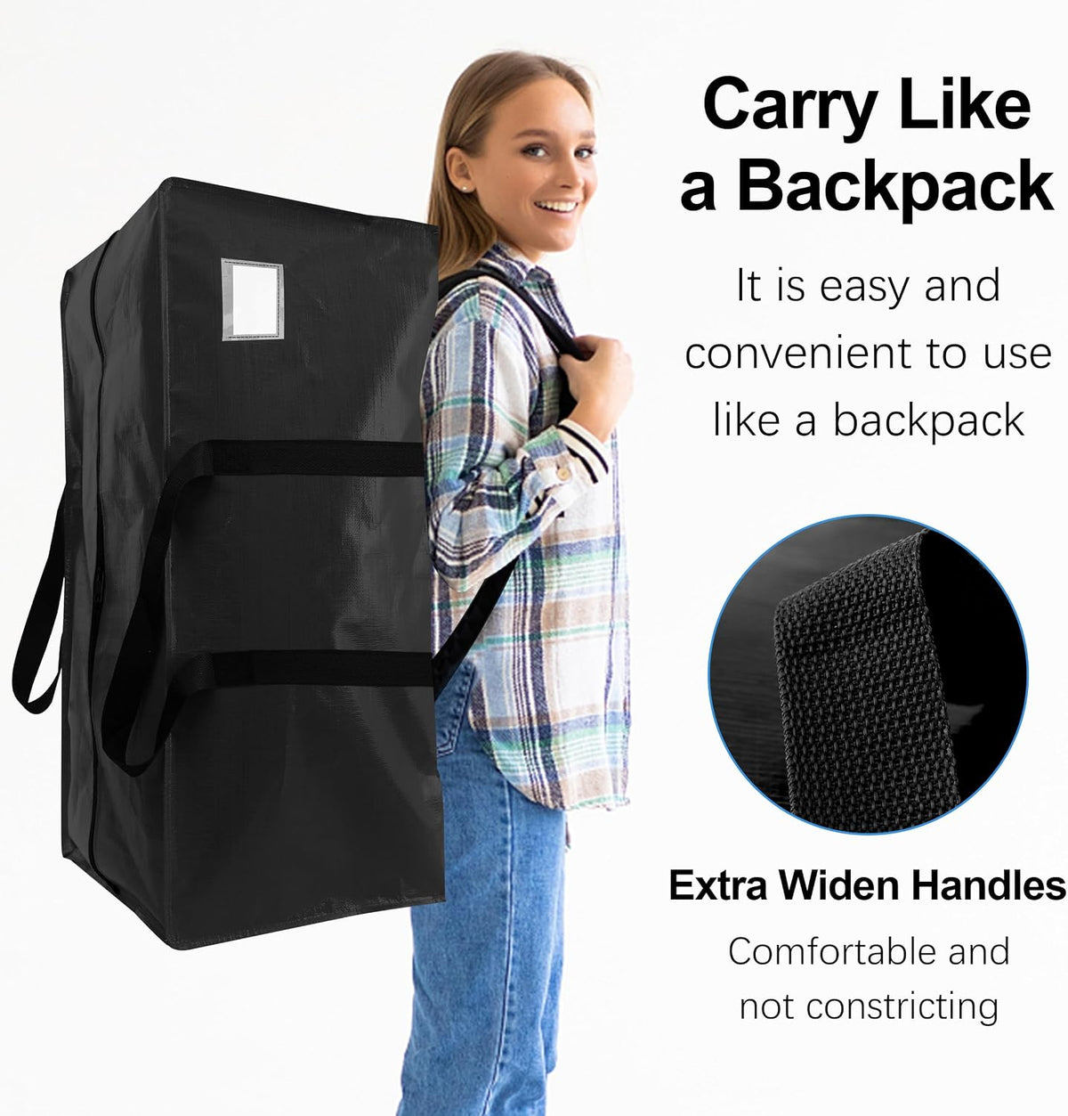VELVETSURE Heavy Duty Extra Large Moving Bags W/Backpack Straps - Strong Handles & Zippers, Storage Totes For Space Saving, Fold Flat, Alternative to Box and Bin (Set of 6, Multicolor)