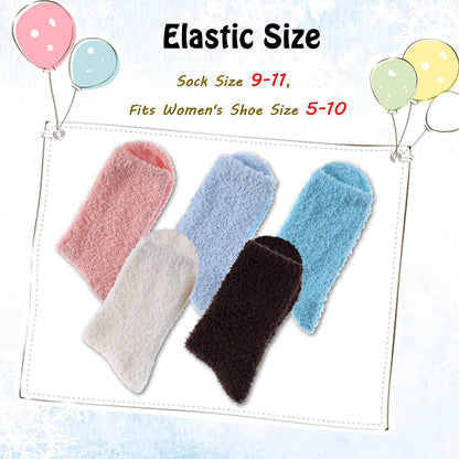 LANLEO 5/6 Pairs Womens Super Soft Fuzzy Plush Warm Winter Home Sleeping Slipper Socks