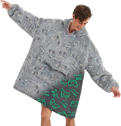Fiosnow Sun and Moon Blanket Hoodies for Women and Men Adult Oversize Wearable Blanket Hoodies for Soft and Warm