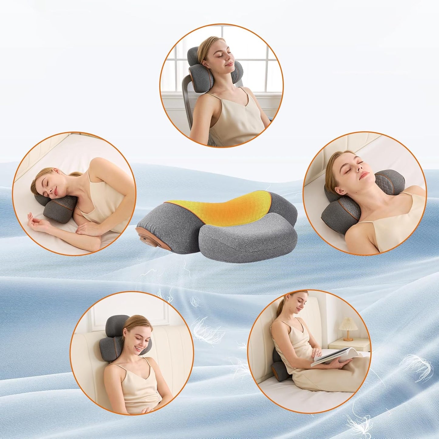 3-in-1 Rechargeable Neck Massager Pillow with Heating Traction | Deep Tissue Pain Relief, Shoulder & Neck Hump Corrector for Men Women, Gifts for Family and Friends