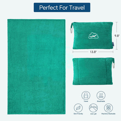 BEDELITE Travel Blanket with Bag, Jacquard Fleece Blanket 65"x40", Blue