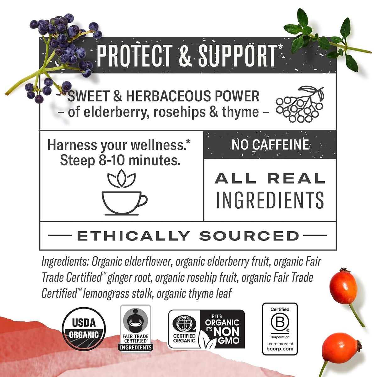 Numi Organic Immune Support Tea, 16 Herbal Tea Bags, Caffeine Free