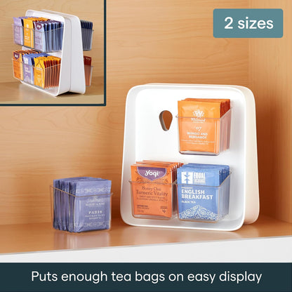 YouCopia TeaStand Tea Bag Organizer with Clear Removable Bins, Cabinet or Pantry Storage Caddy, 80-Bag