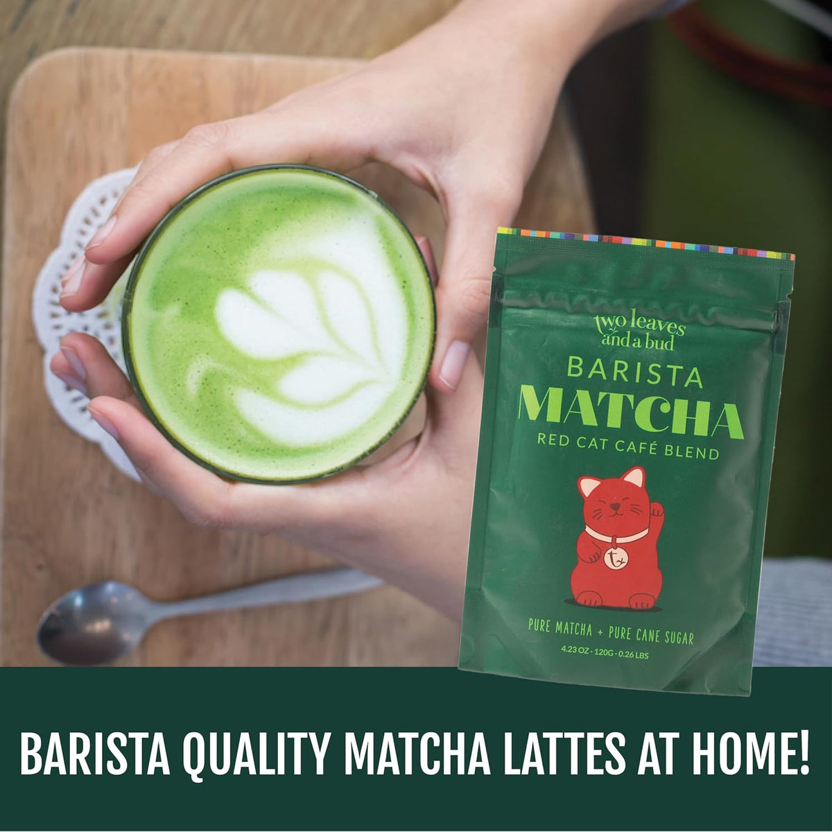 Two Leaves and a Bud Barista Matcha Sweetened Latte Blend, 120g (Pack of 2)