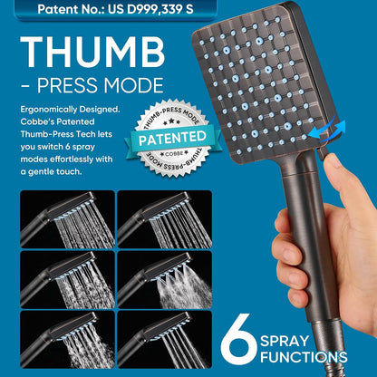 Cobbe Filtered Shower Head with Handheld, High Pressure 6 Spray Mode Showerhead with Filters, Water Softener Filters Beads for Hard Water - Remove Chlorine - Reduces Dry Itchy Skin, Chrome