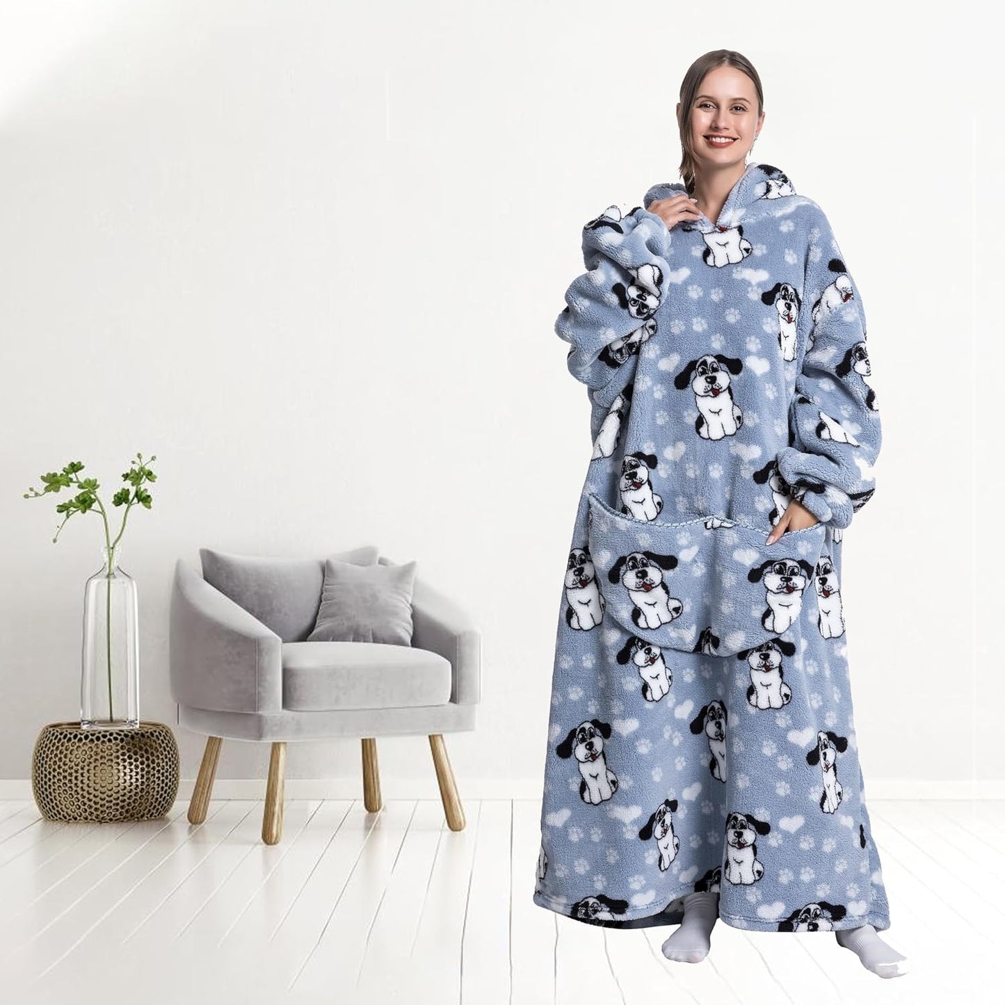 Capecage Blanket Hoodie, Long Hooded Blanket Sweatshirt as Birthday Gifts for Women Men, Long Wearable Blanket for Women Men.